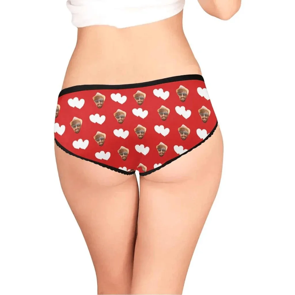 Custom Face Briefs Personalized Love Heart Panties Underwear with Photo Women's High-cut Briefs Valentine Gift for Her