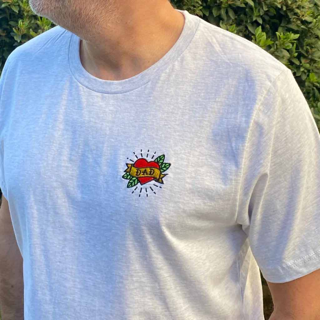 Dad Embroidered Grey T-Shirt  - Perfect for Father's Day