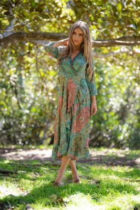 Dee Wrap Dress - Turquoise | Cienna Designs