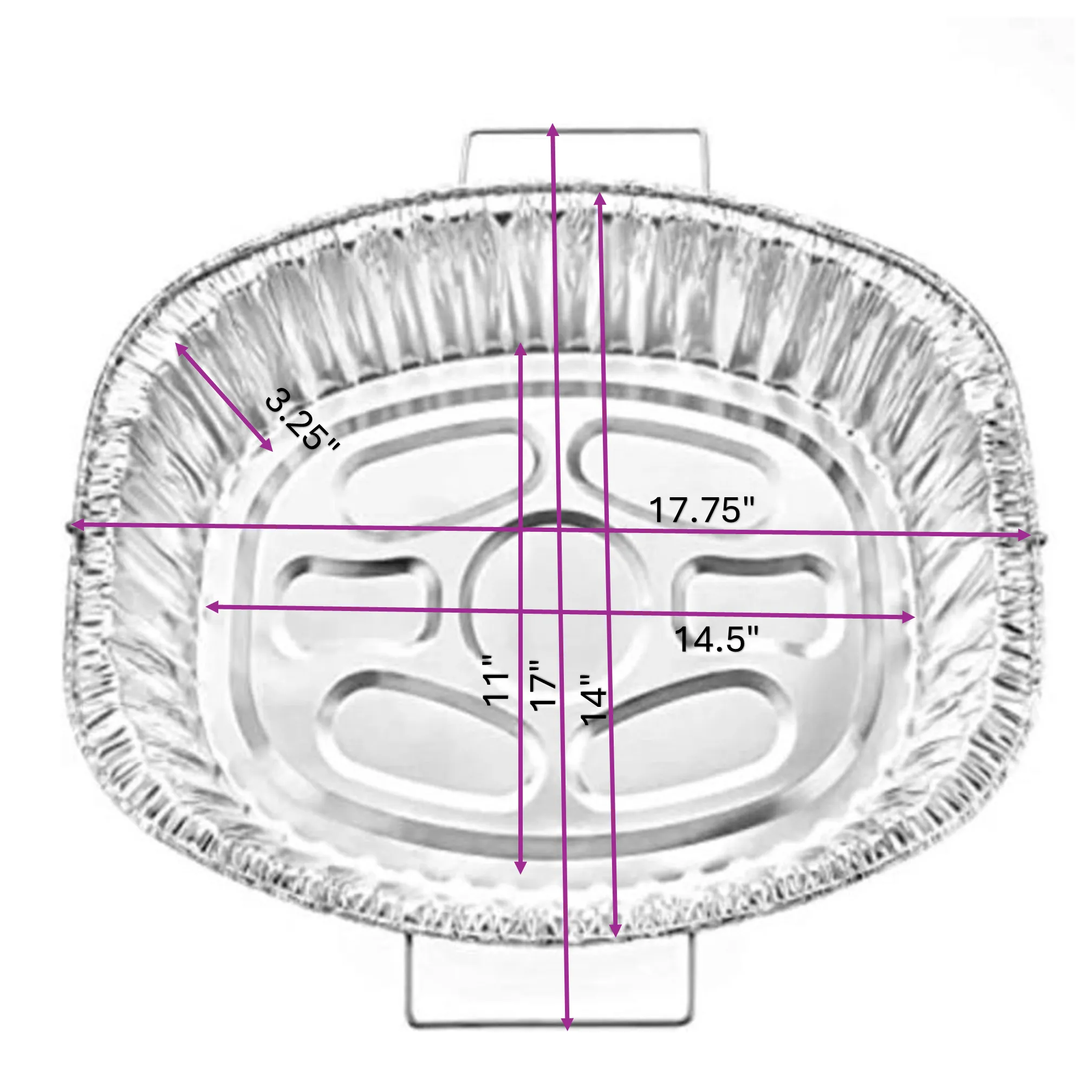 Disposable Aluminum Oval 17.75 X 17X3.25 inches Turkey Roaster Handle Rack Roaster