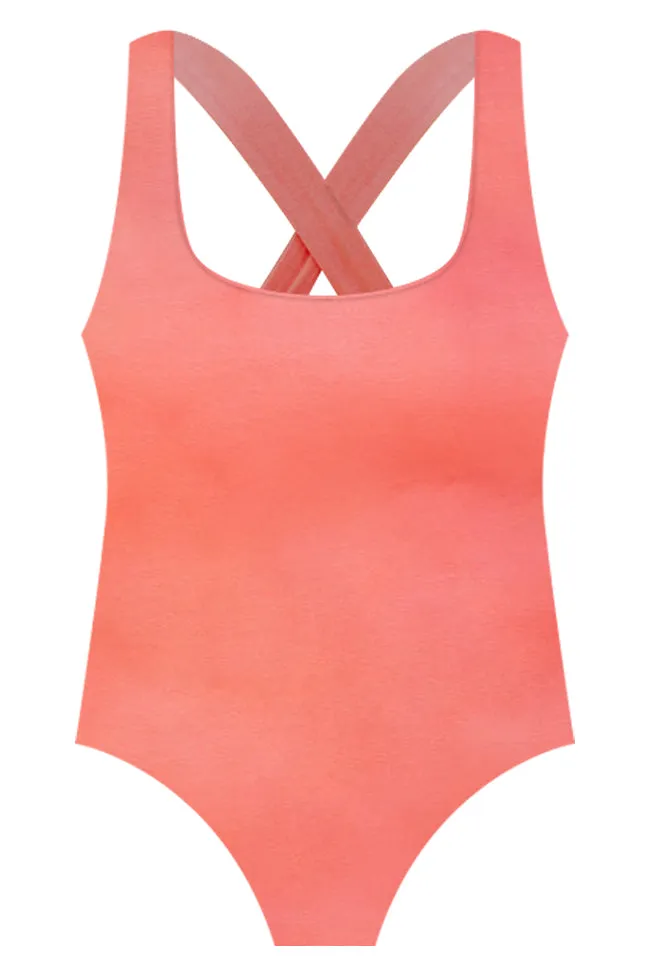 Distant Shores Coral Padded Knit Tank Bodysuit FINAL SALE