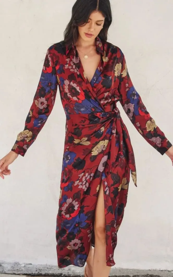 Dress Forum- Fireplace Midi Shirt Wrap Dress