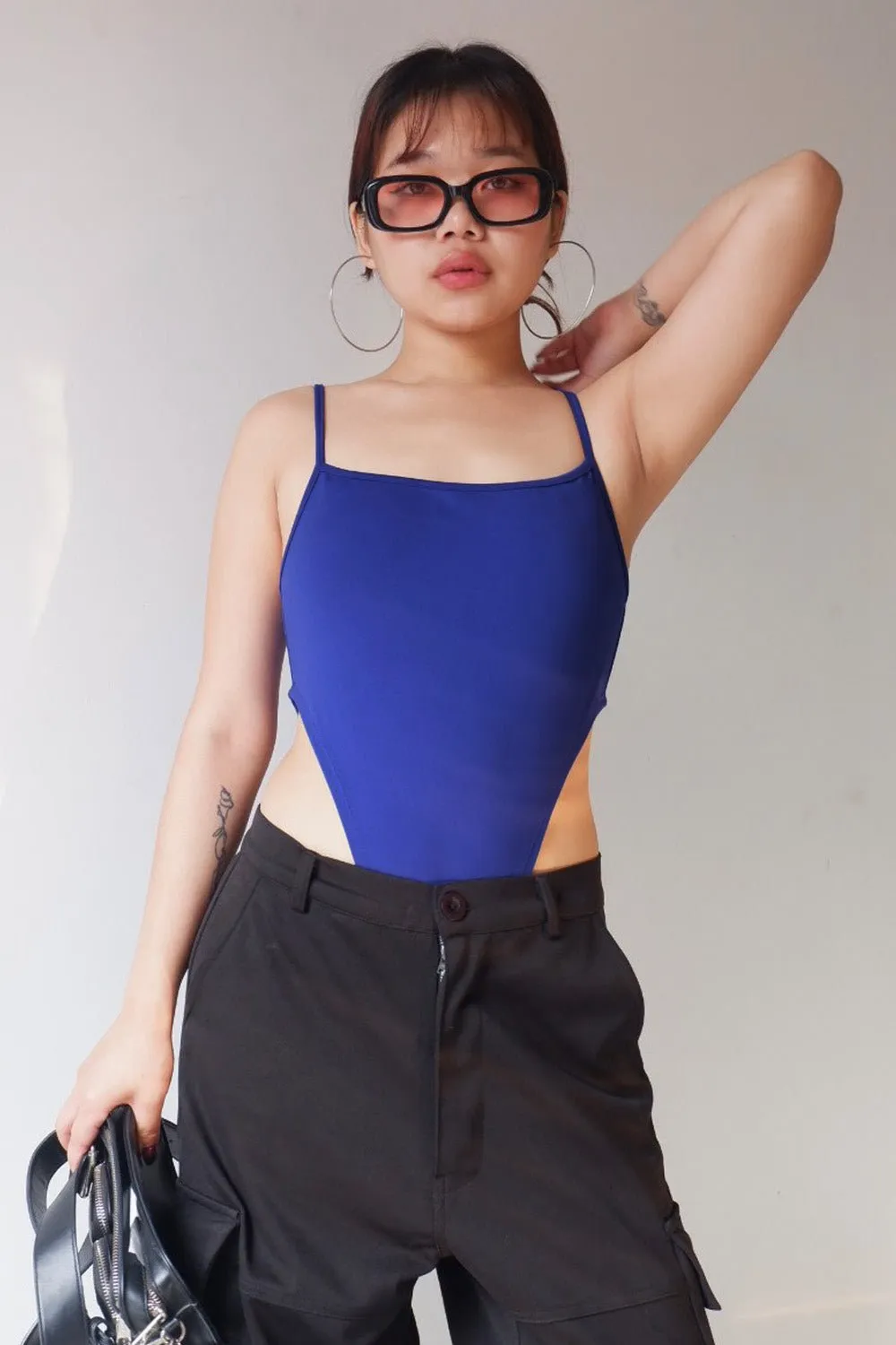 Electric Blue Extra Deep Strap Bodysuit