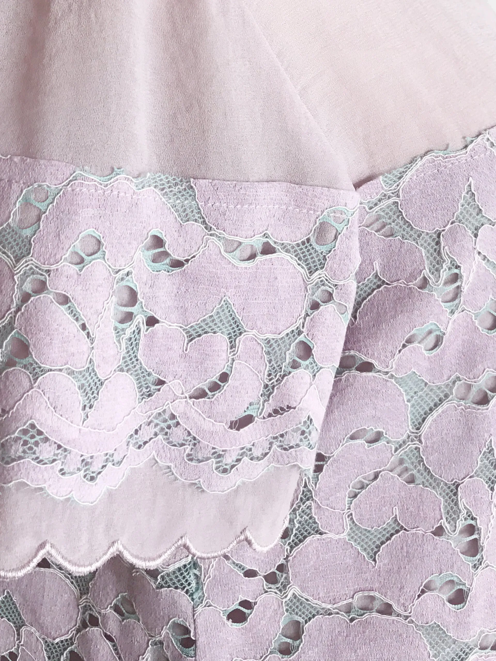 Final Sale! Lavender Romantic Lace Layered Scallop Edging Chiffon Top