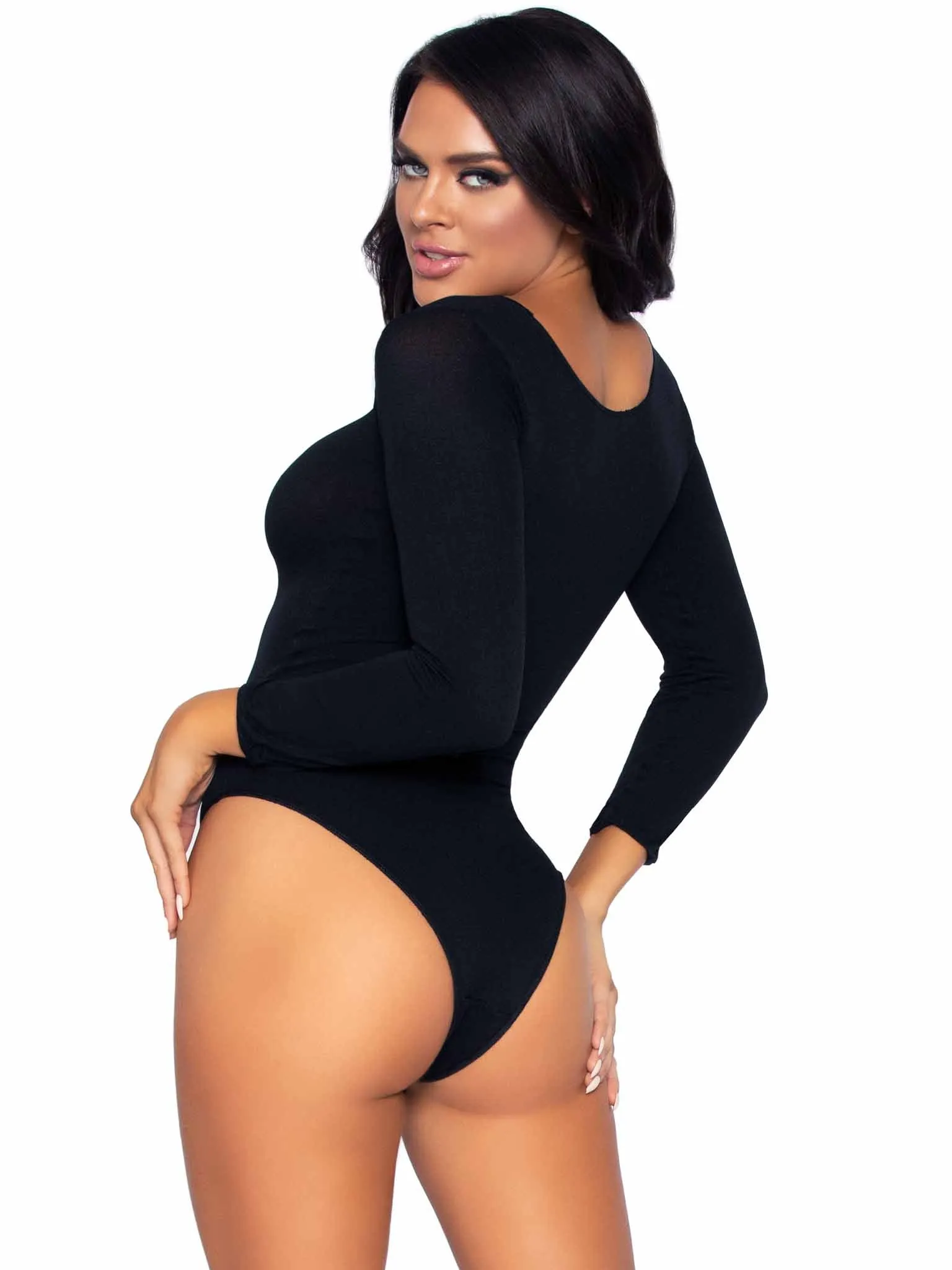 Flawless Opaque Long Sleeve Bodysuit Black