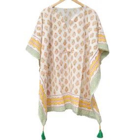 Floral Printed Cotton Caftan Poncho, Daily Wear kaftan Dress