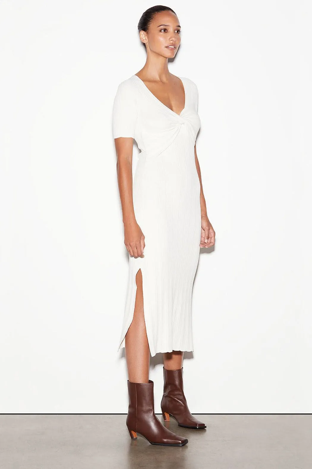 Frame - Layered Wrap Sweater Dress Bone