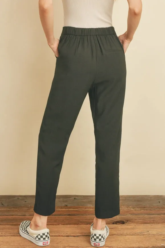 Front Seam Detail Tapered Pants Black