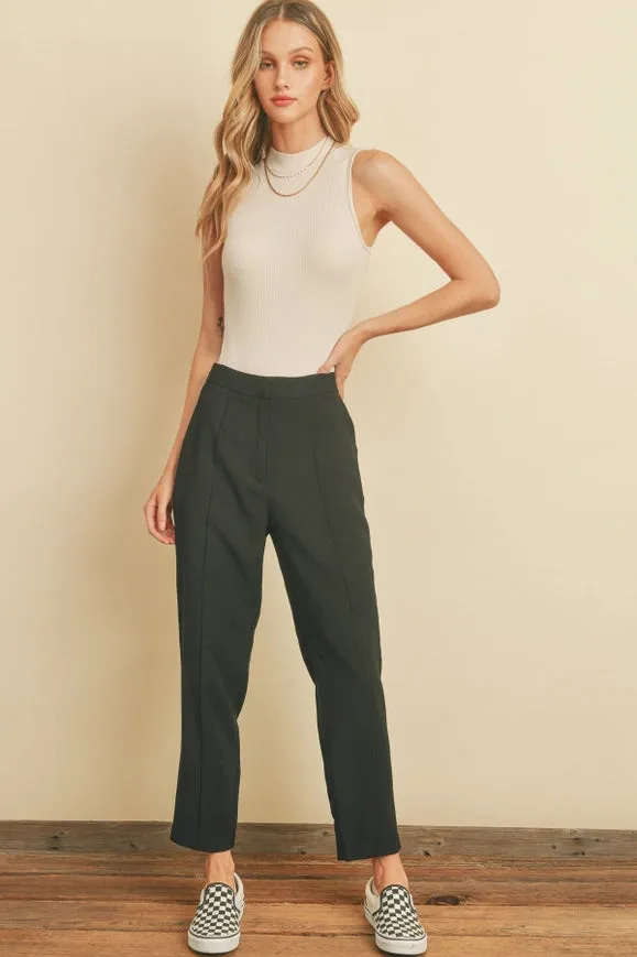 Front Seam Detail Tapered Pants Black