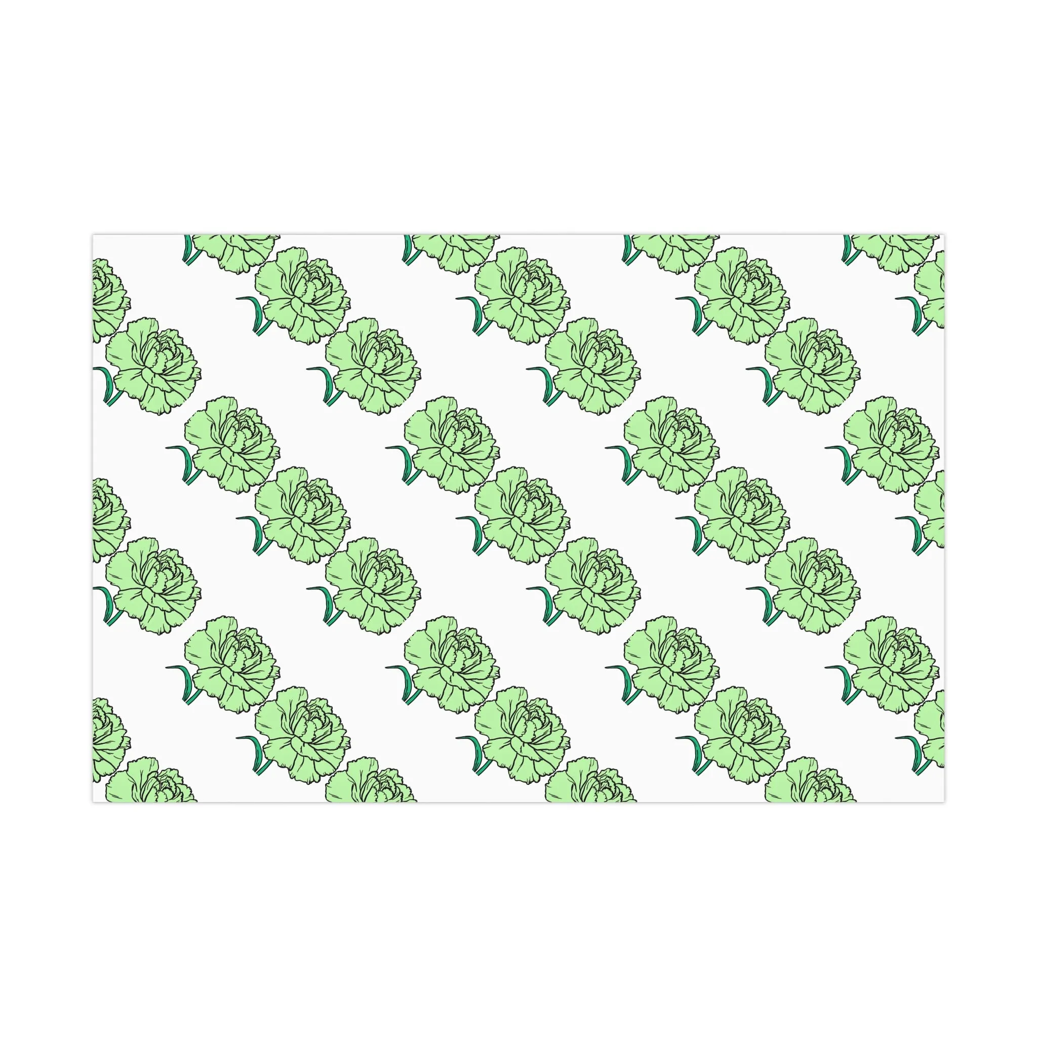 Gift Wrap Papers - Green Carnation Pattern for Any Occasion