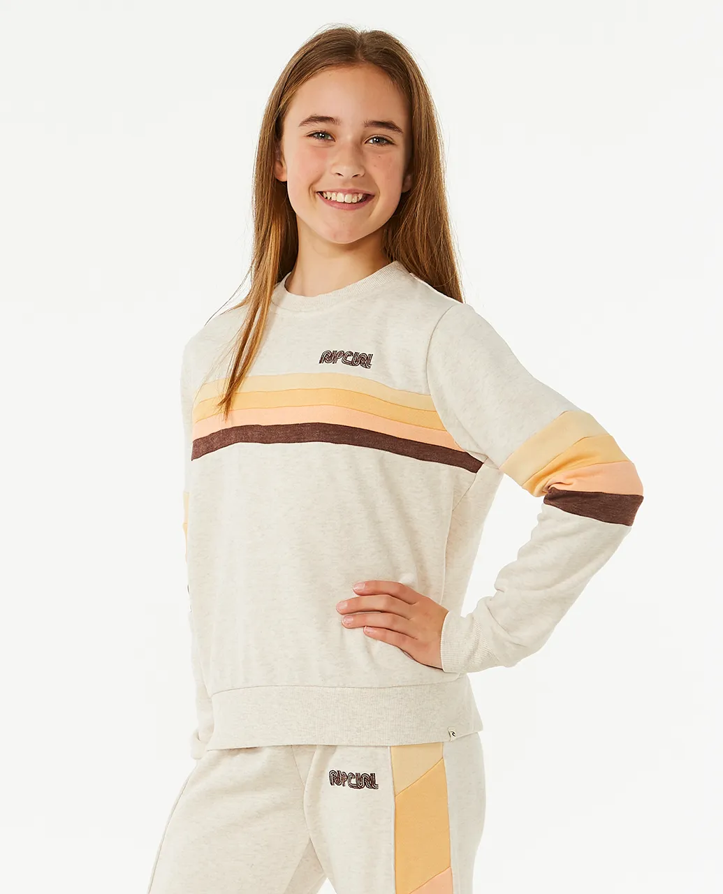 Girls Revival Pannelled Sweatshirt in Oatmeal Marle