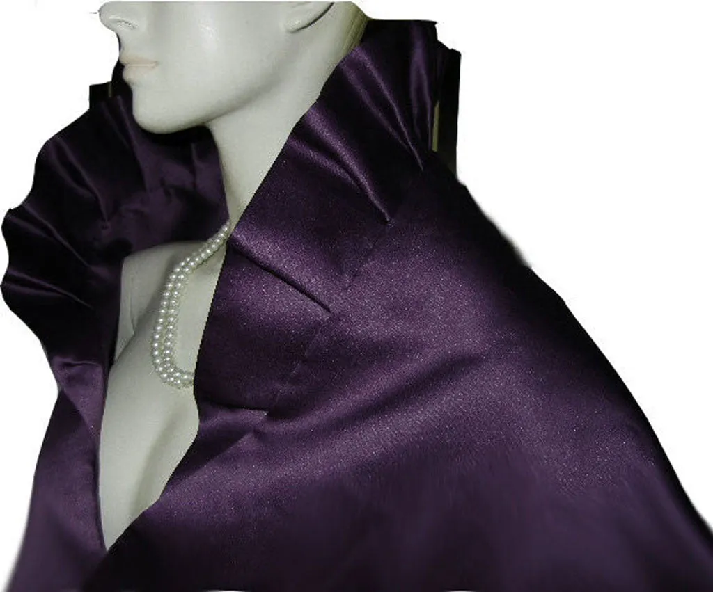 *GLAMOROUS  VINTAGE BETMAR DUCHESS SATIN PLEATED EVENING STOLE IN ROYAL PLUM - PERFECT FOR THE HOLIDAYS