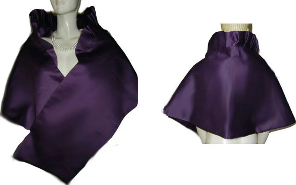 *GLAMOROUS  VINTAGE BETMAR DUCHESS SATIN PLEATED EVENING STOLE IN ROYAL PLUM - PERFECT FOR THE HOLIDAYS