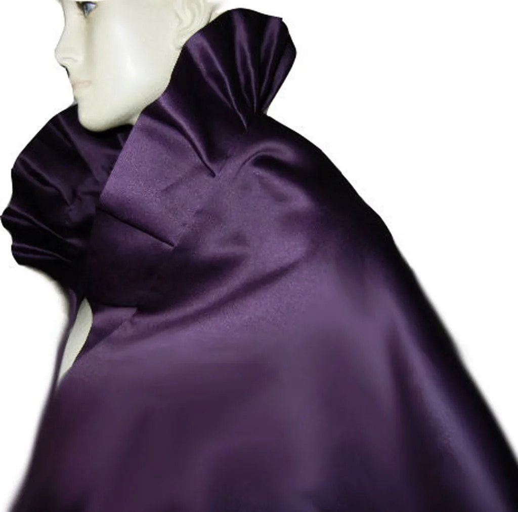 *GLAMOROUS  VINTAGE BETMAR DUCHESS SATIN PLEATED EVENING STOLE IN ROYAL PLUM - PERFECT FOR THE HOLIDAYS