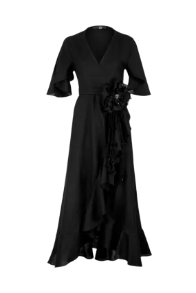 Gol Wrap Dress - Black by RosewaterHouse