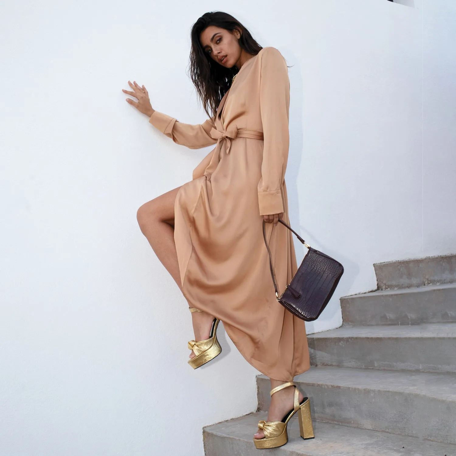 Gold Wrap Dress