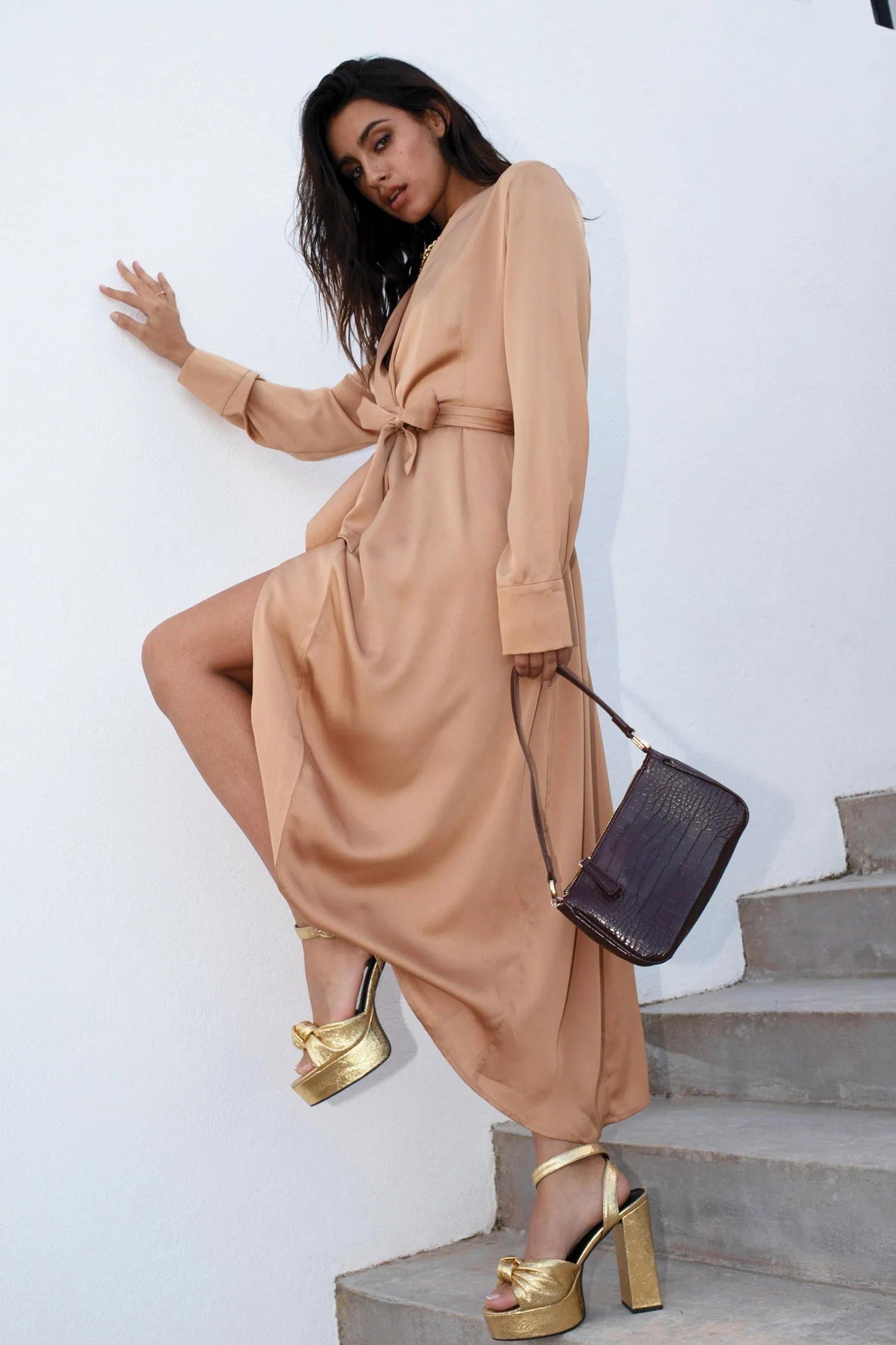 Gold Wrap Dress