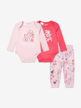 Guess Baby Girls 3 Piece Bodysuit And Pants Set in Pink