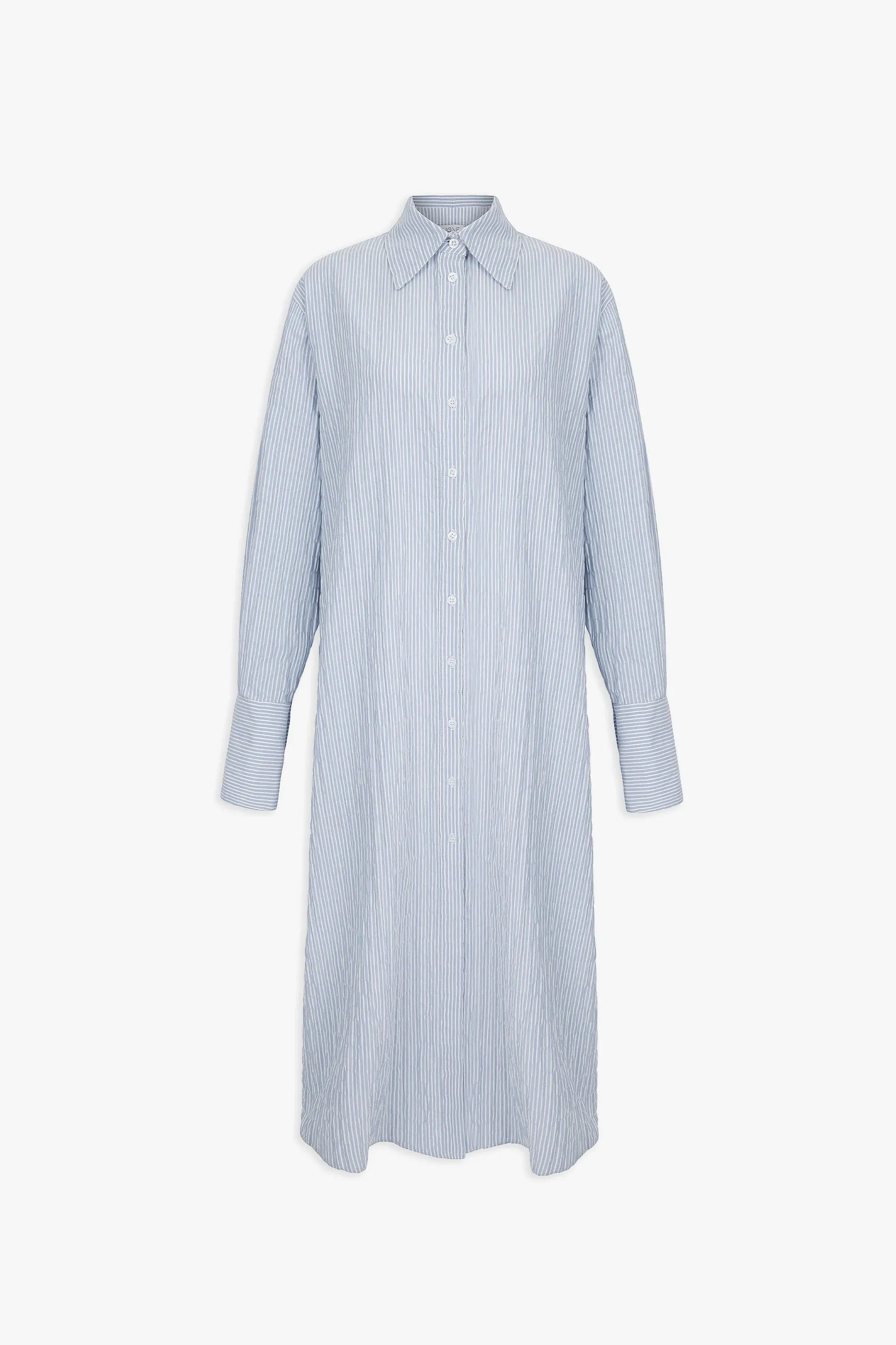 Heloise Wrap Front Shirt Dress In Blue Stripe