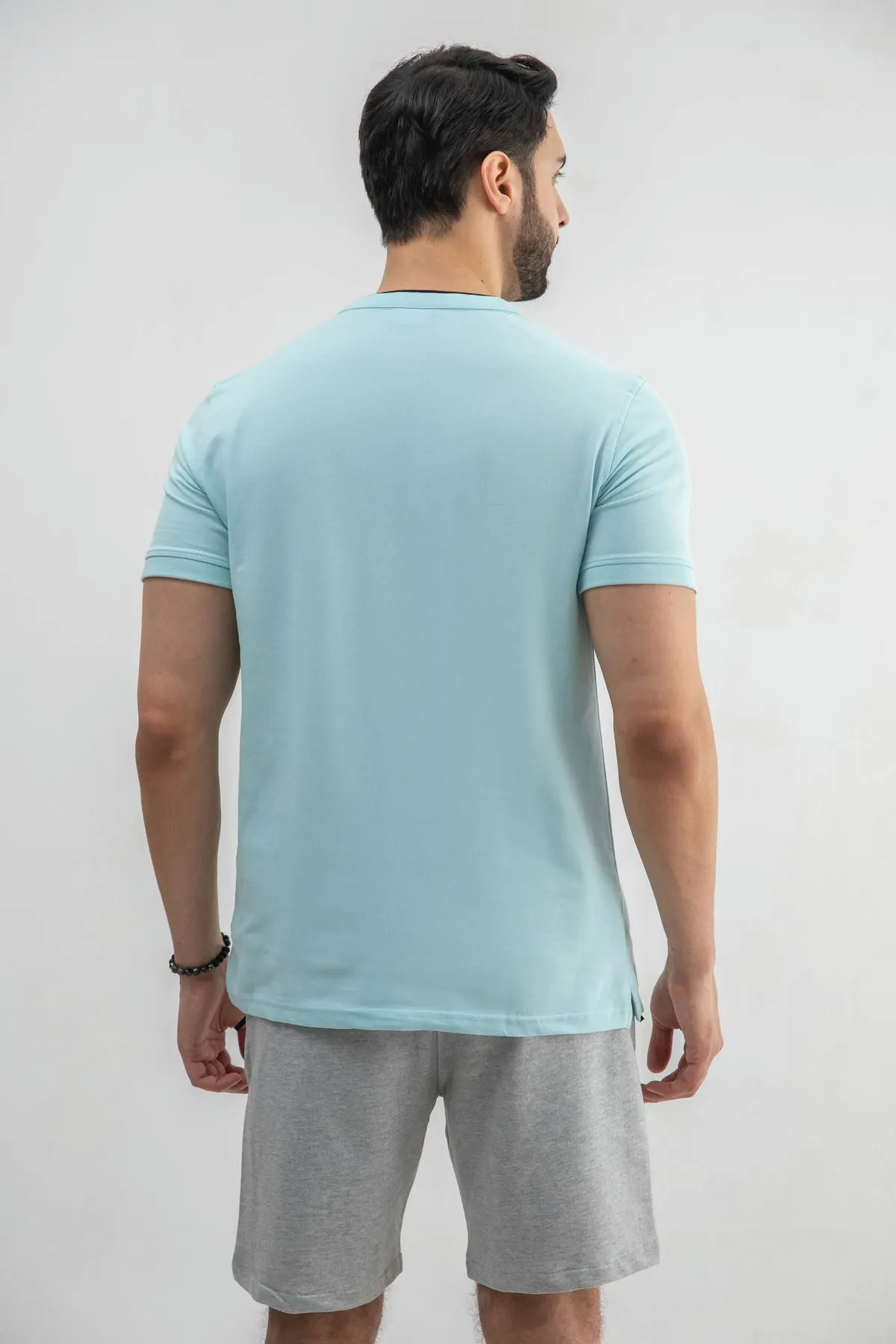 Henley Collar T-Shirt For Men - Breeze