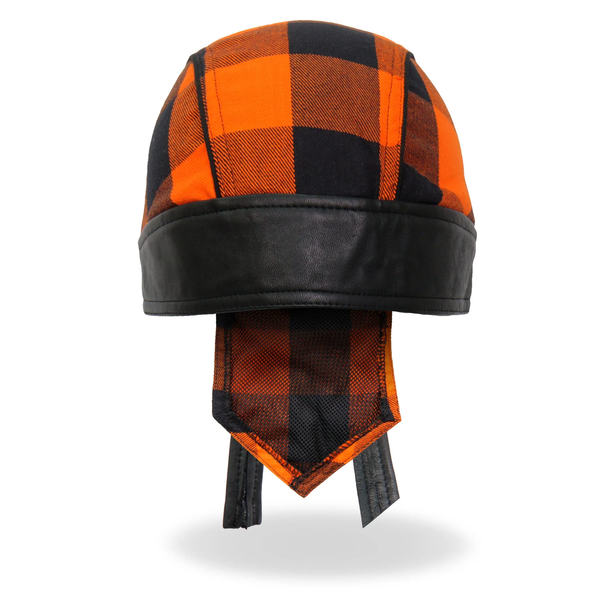 Hot Leathers Black/Orange Buffalo Plaid Lightweight Headwrap HWH1109