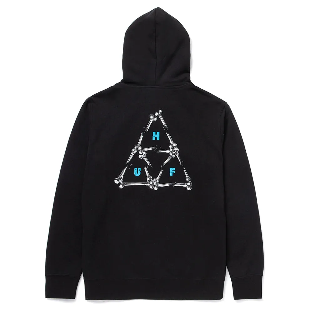 HUF BROKEN BONES TRIPLE TRIANGLE PULLOVER HOODIE // BLACK