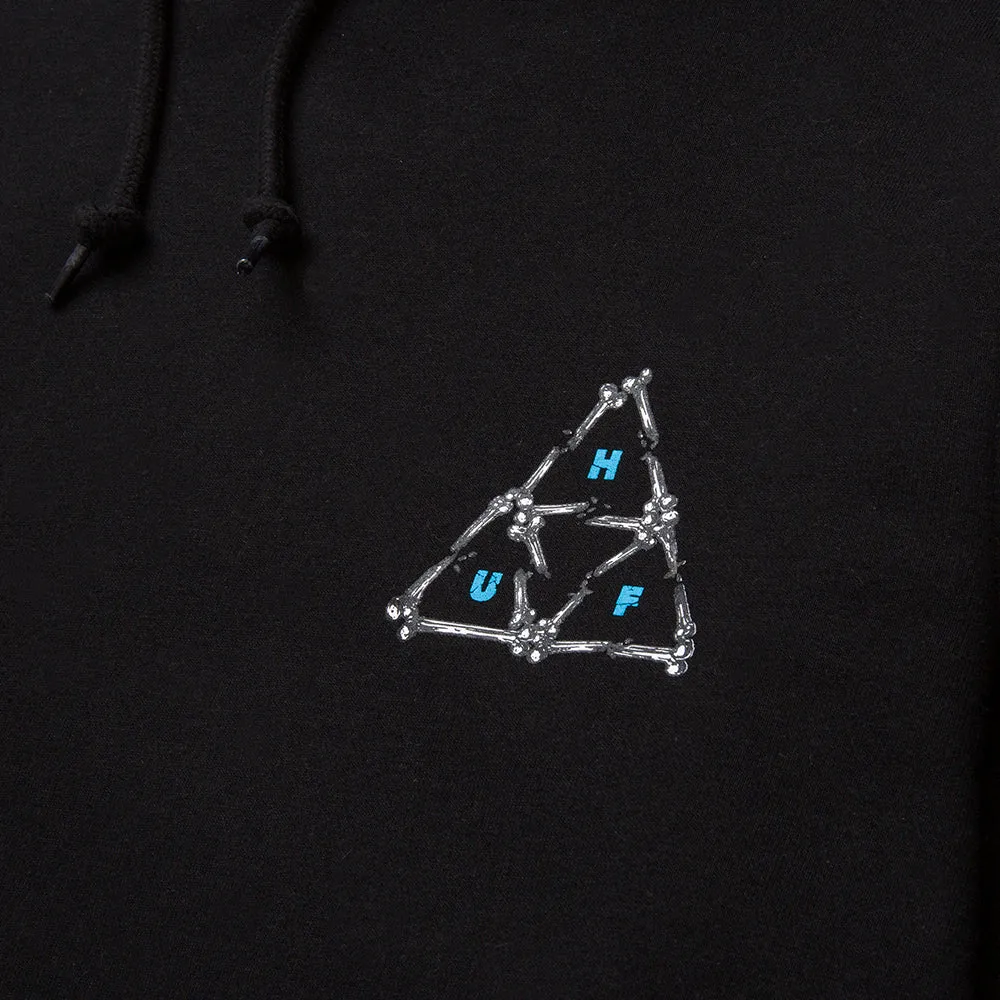 HUF BROKEN BONES TRIPLE TRIANGLE PULLOVER HOODIE // BLACK