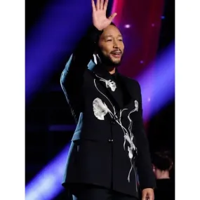 John Legend Black Floral Blazer