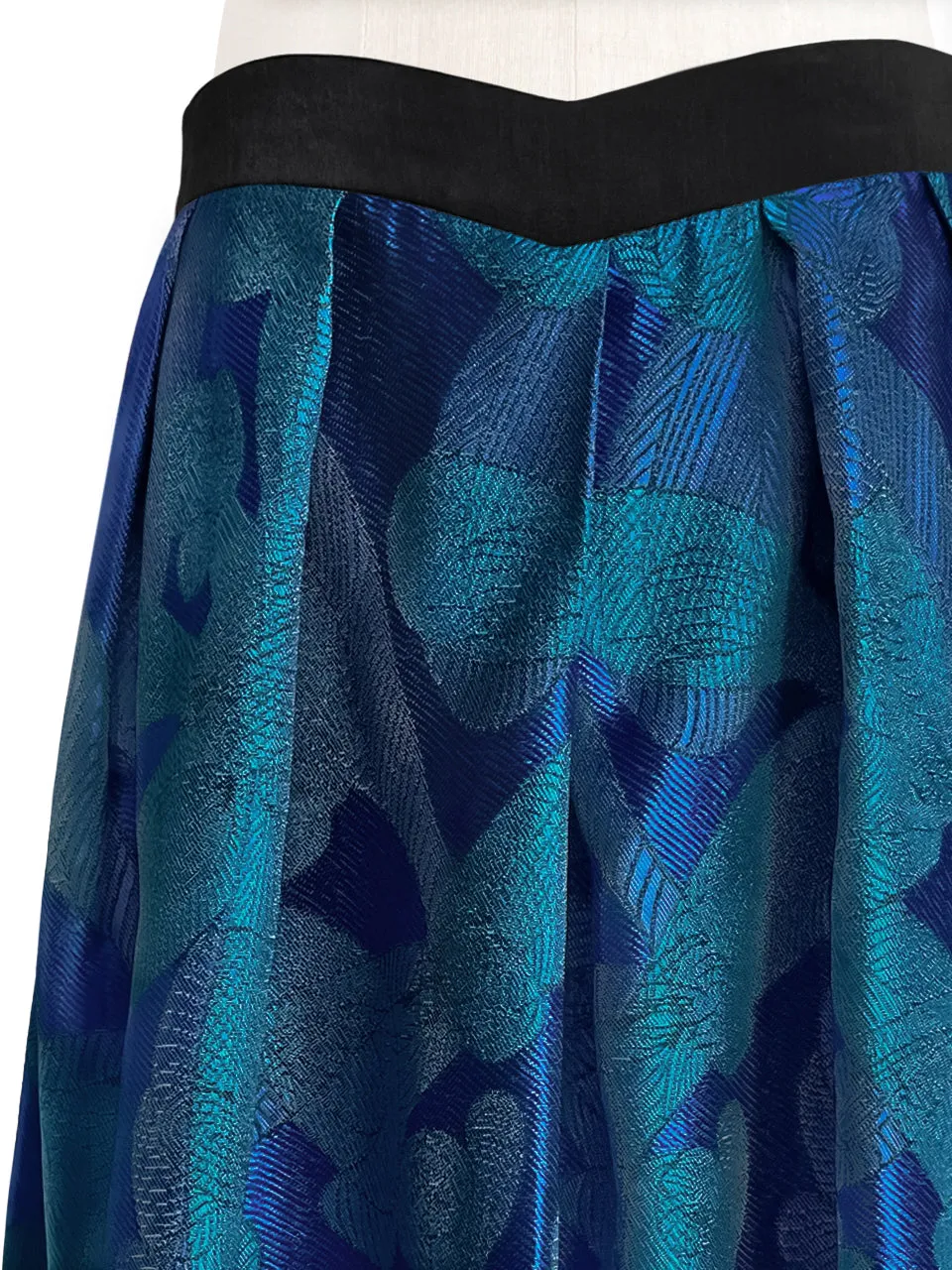 Last Chance! Blue Print V-waist Super Flare Jacquard Skirt