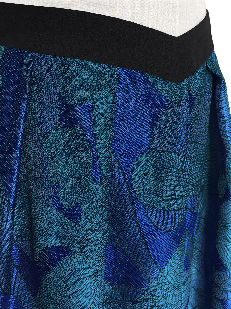 Last Chance! Blue Print V-waist Super Flare Jacquard Skirt