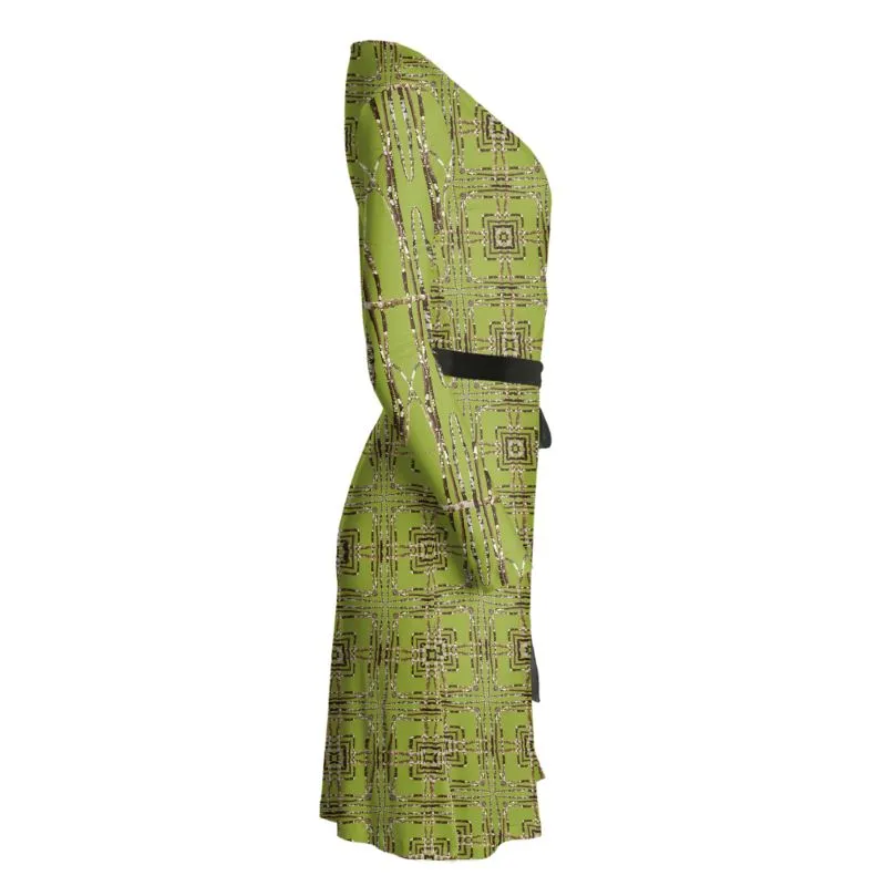 Lichen Log Green Wrap Dress