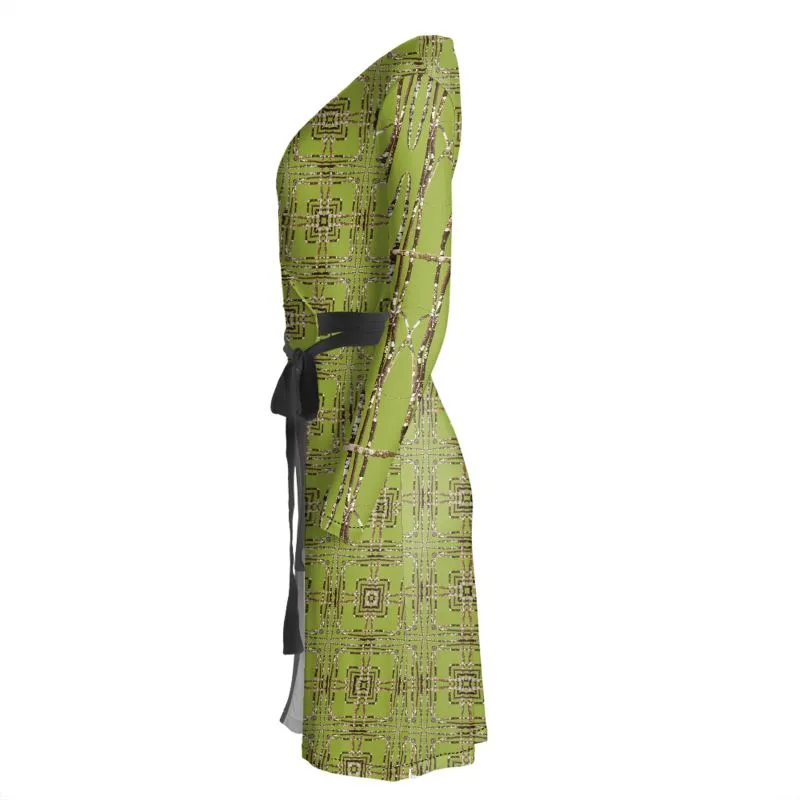 Lichen Log Green Wrap Dress