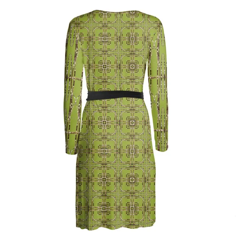 Lichen Log Green Wrap Dress