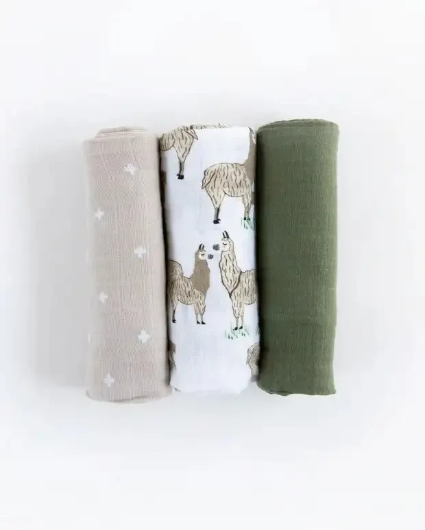 Little Unicorn 3 Pack Cotton Muslin Swaddle - Llama Llama