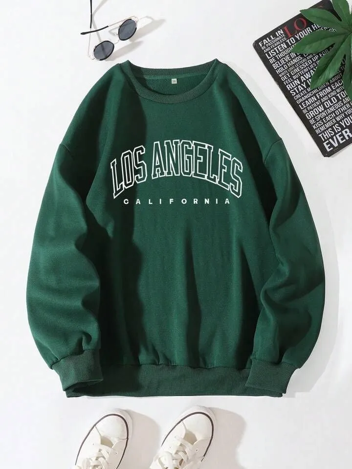 Los Angeles California Printed Unisex Drop Shoulder Oversized Sweatshirt