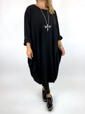 Made in Italy Lagenlook Martha Pocket Tunic in Black. Code 9904