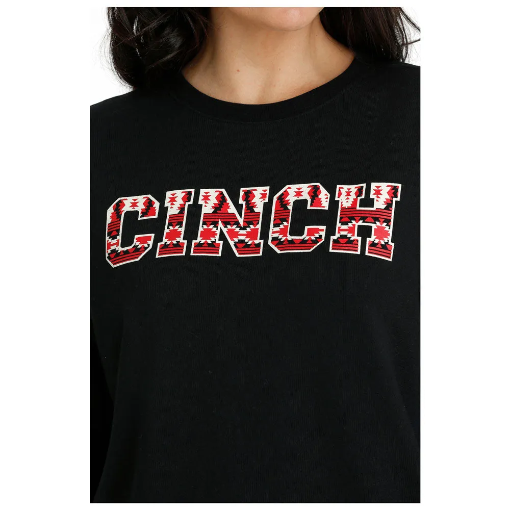 MAK7905002 Cinch Women's Fleece Pullover Logo Sweatshirt - Black