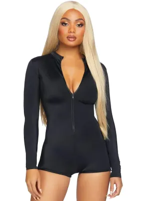 Matte Black Long Sleeve Romper