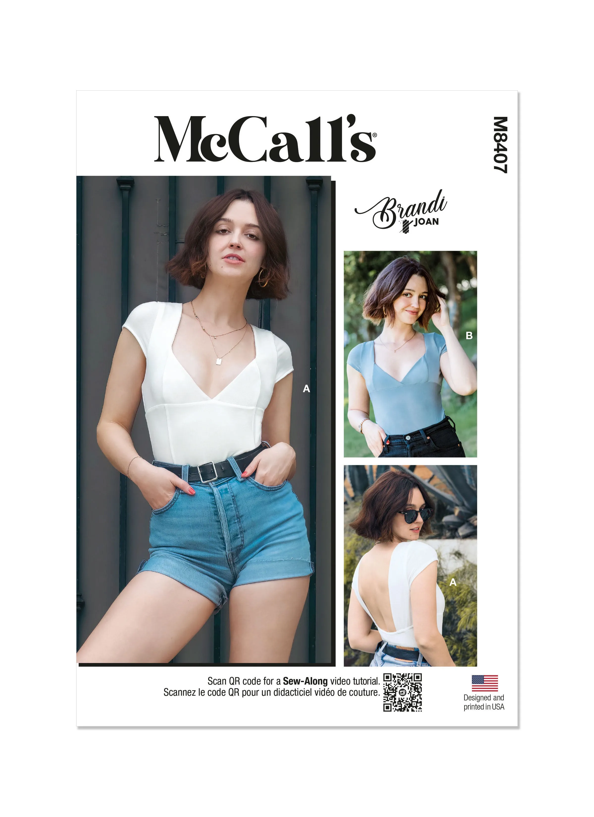 McCall's sewing pattern 8407 Knit Bodysuit and Top by Brandi Joan