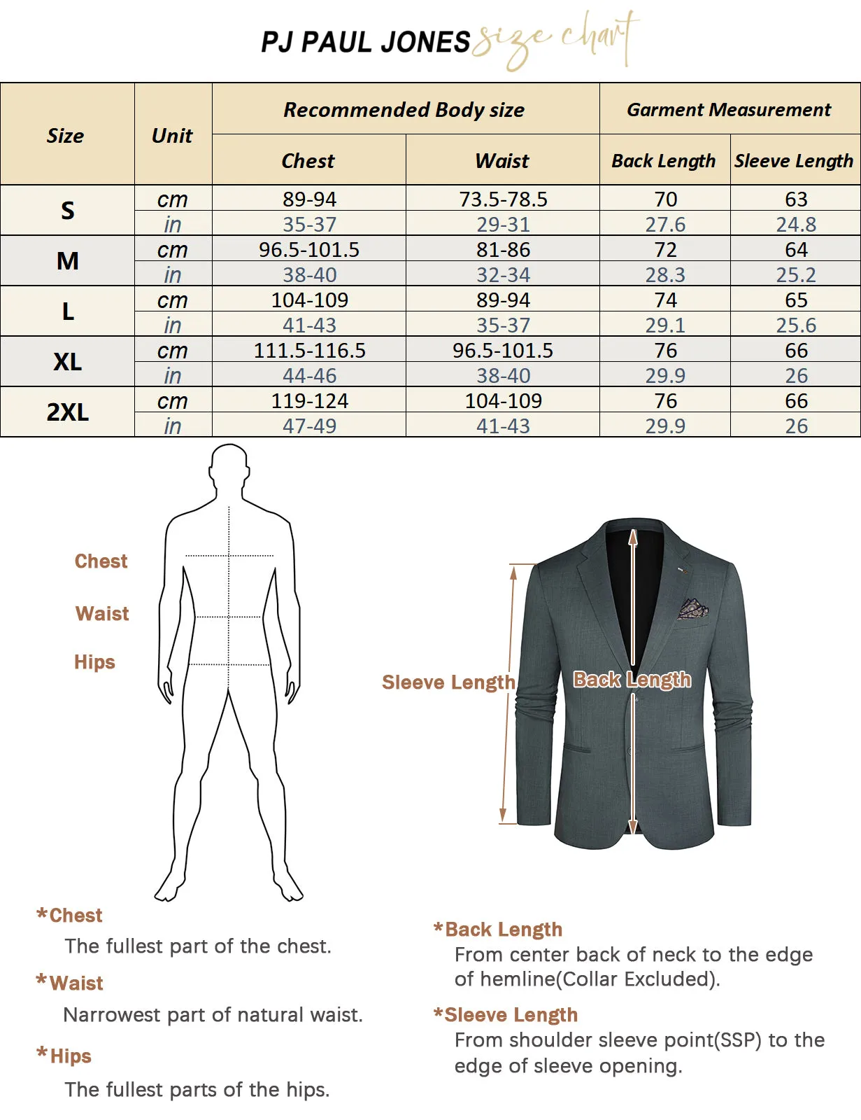 Men Double Back Slit Blazer Coat Two-Button Notch Lapel Suit Coat with Square