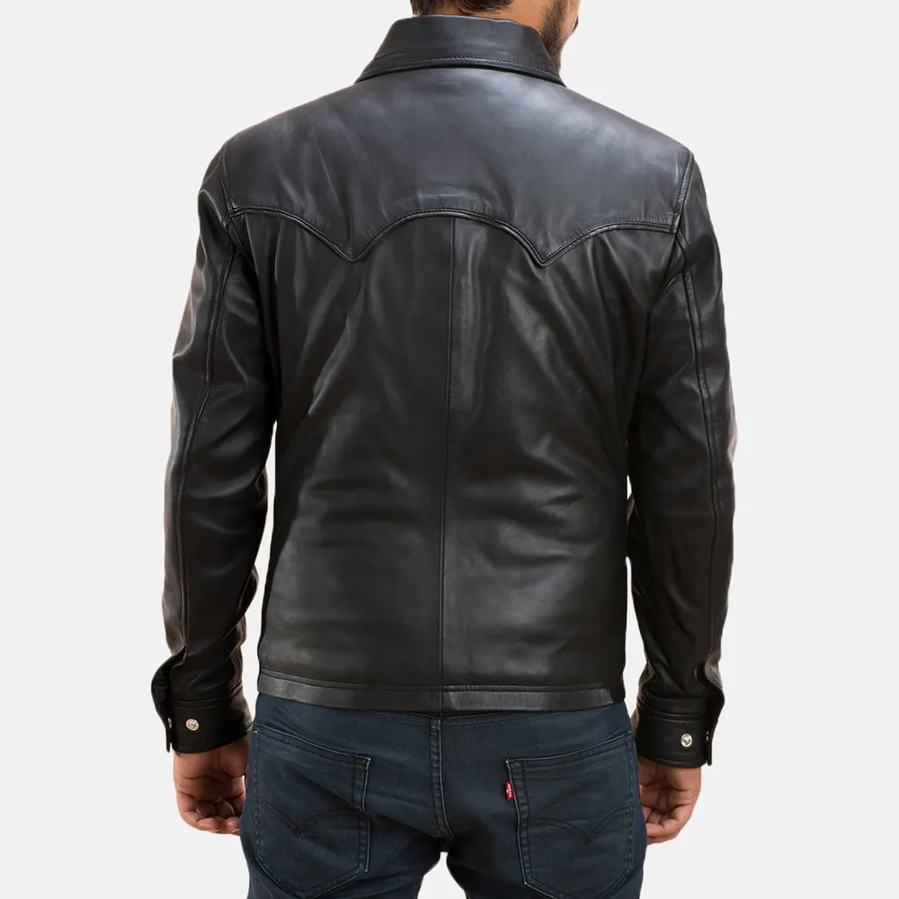 Men’s Black Classic Cowboy Leather Shirt