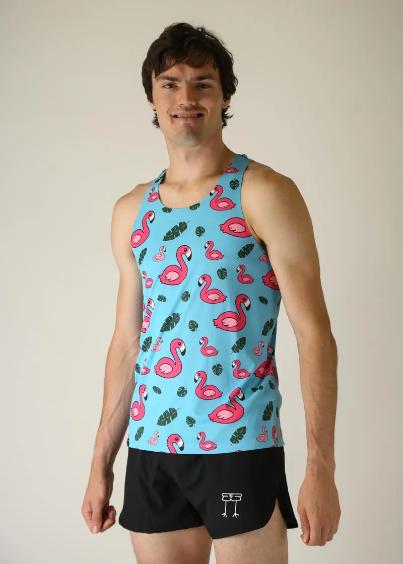 Men's Blue Flamingo Performance Singlet