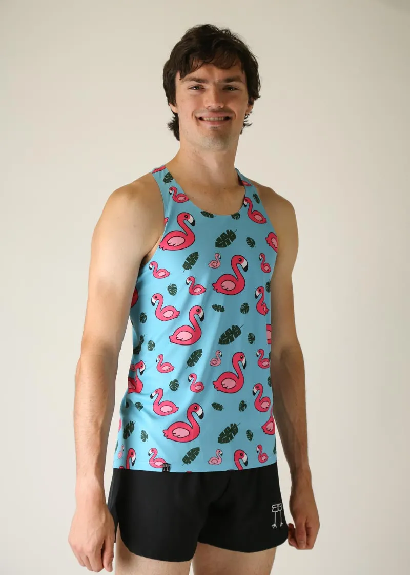 Men's Blue Flamingo Performance Singlet