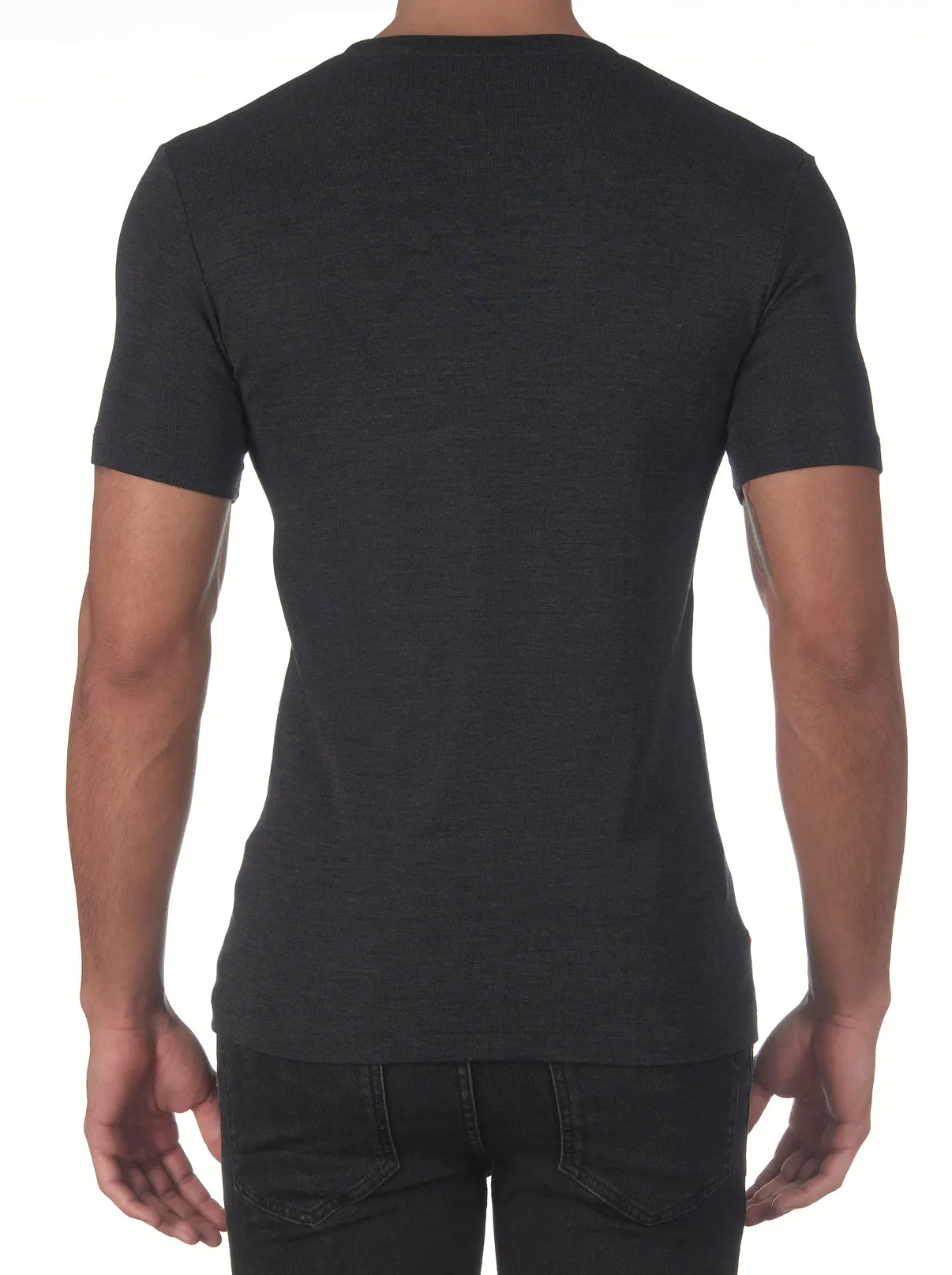 Men's V-neck t-shirt in wool and silk 622