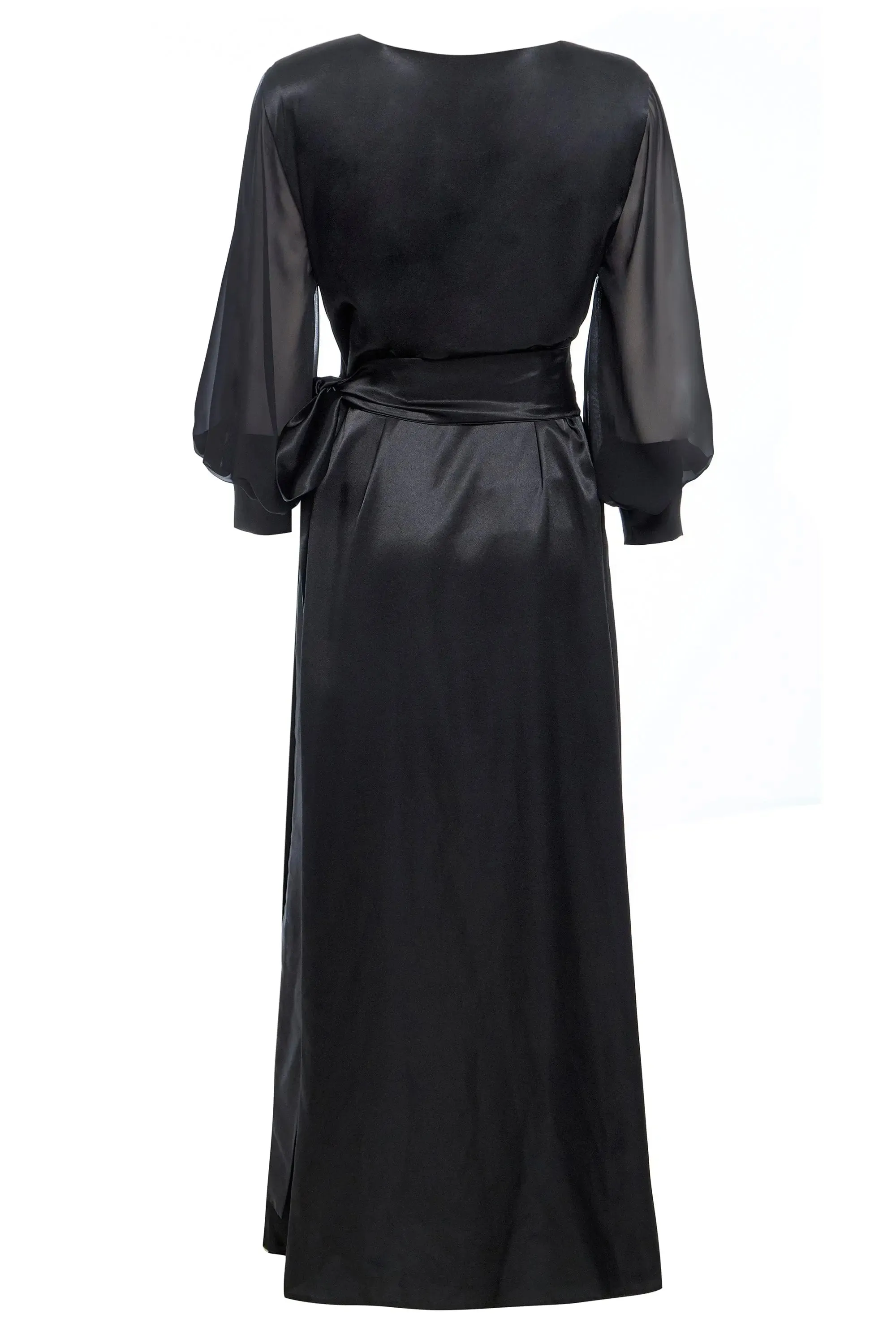 Midnight Elegance Satin Maxi Dress