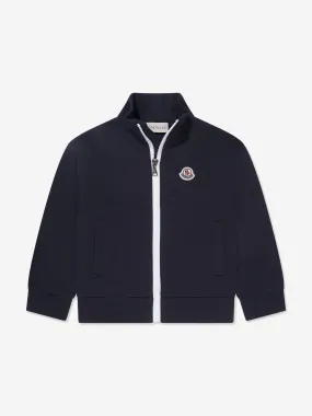 Moncler Enfant Boys Logo Zip Up Sweatshirt in Navy