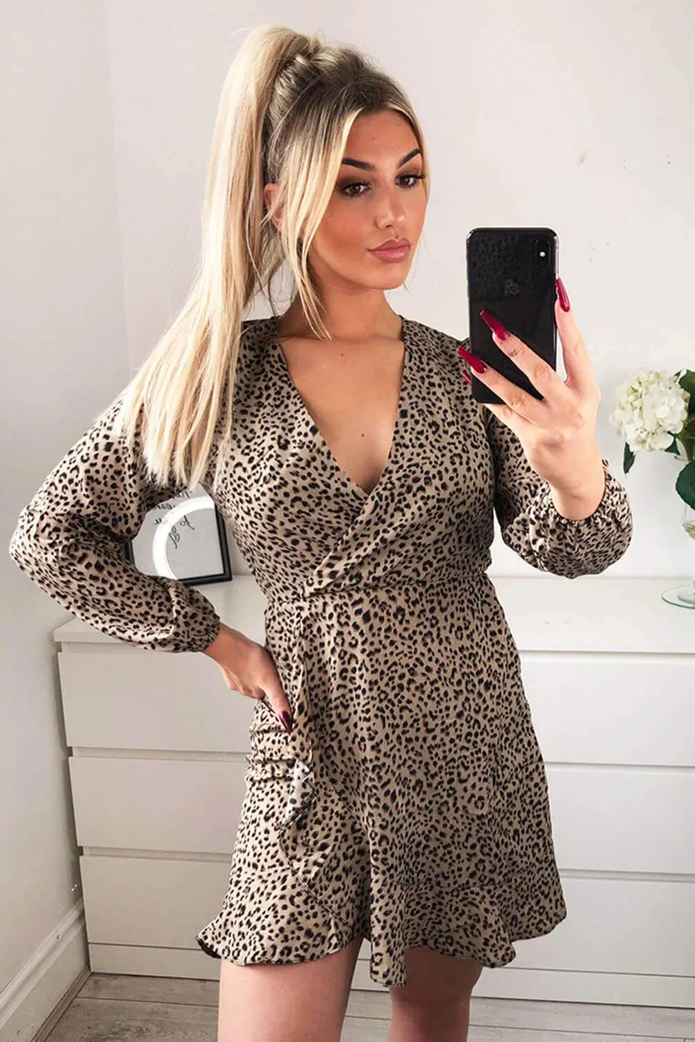 Multi Animal Print Wrap Dress