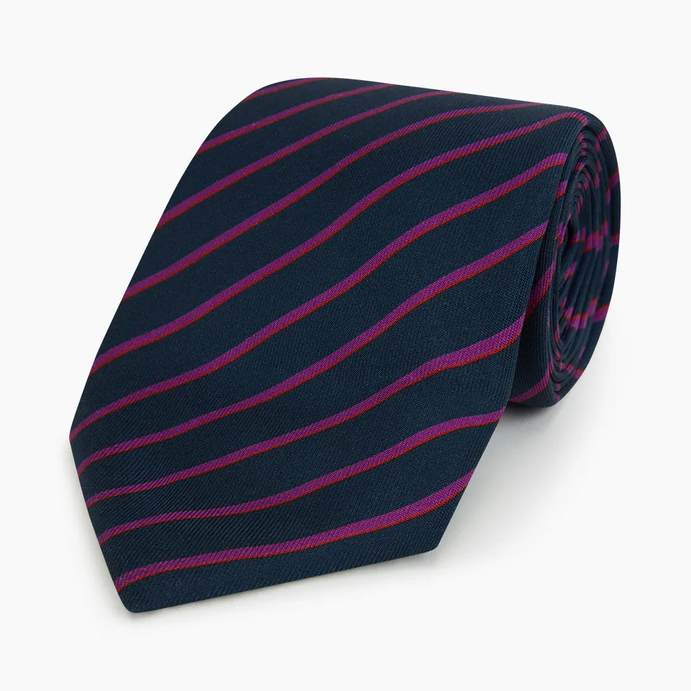 Navy and Purple Striped Blazer Silk Tie