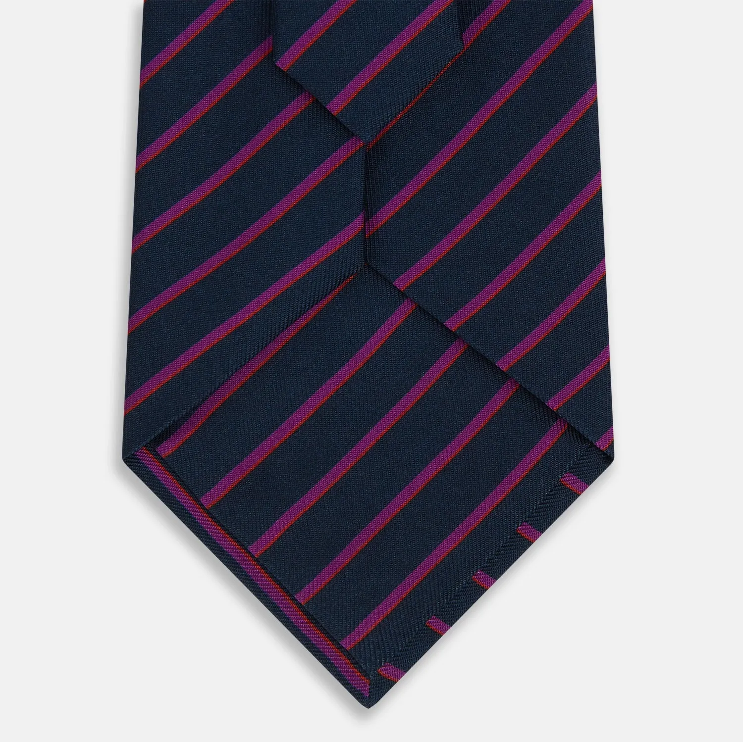 Navy and Purple Striped Blazer Silk Tie