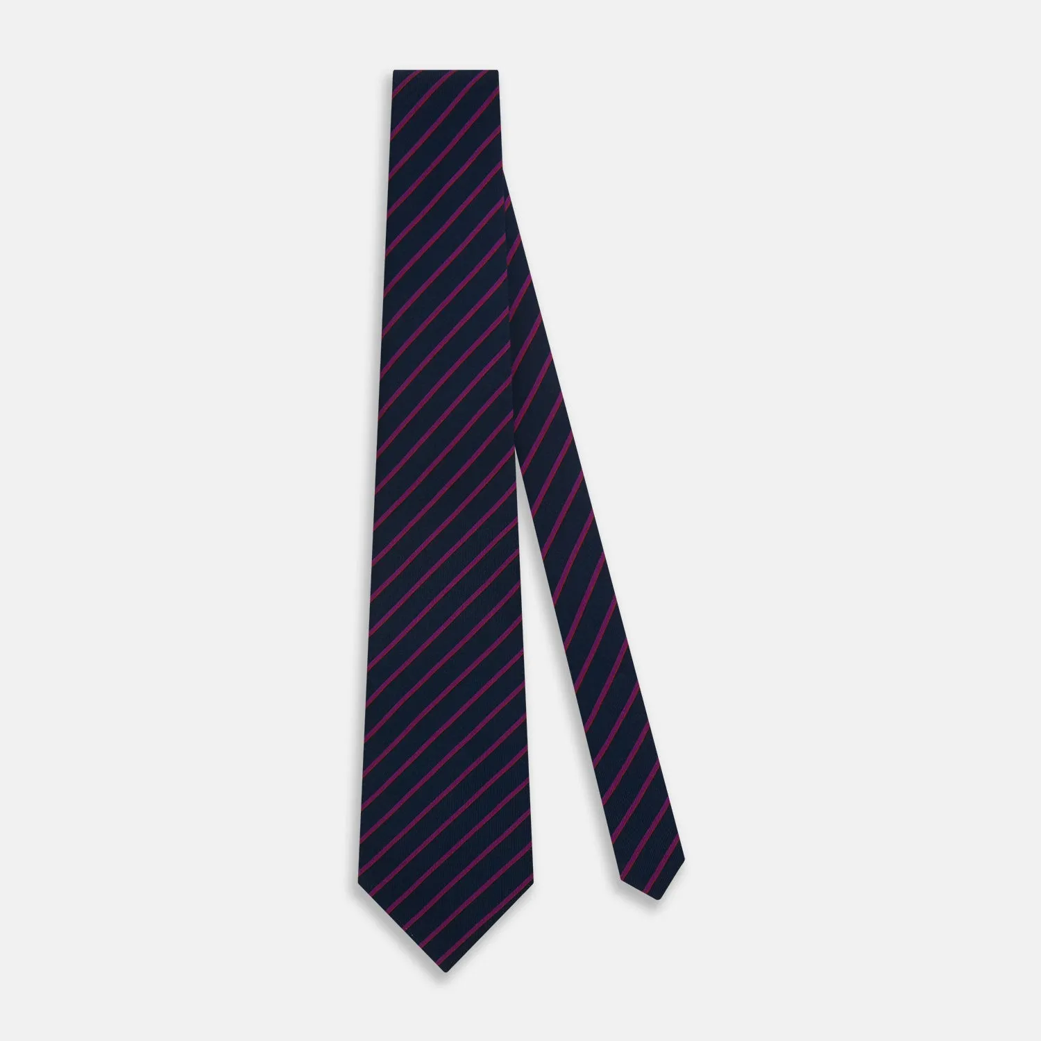 Navy and Purple Striped Blazer Silk Tie